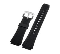 Cinturino for orologio CASIO for Edifice EF-552 EF-552D EF-552P 25mm*20mm cinturino in resina nera con bocca convessa bracciale in silicone impermeabile(Black-steel buckle 20mm)