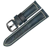 Cinturino for orologio con fibbia ad ardiglione in pelle cerata e oliata, fatto a mano, da 20-26 mm, adatto for Fossil/Panerai/Tissot(Blue B,20mm)
