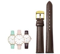 Cinturino for orologio da donna in pelle con sgancio rapido, 14-20 mm, adatto for Casio/Citizen/Fossil/DW(Brown Golden,18mm)