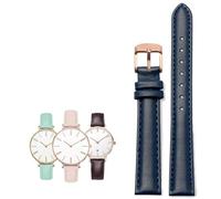 Cinturino for orologio da donna in pelle con sgancio rapido, 14-20 mm, adatto for Casio/Citizen/Fossil/DW(Dark blue rose gold,18mm)