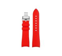 Cinturino for orologio da uomo in silicone morbido curvo da 22mm, adatto for Casio Edifice Racing ECB-900DB(A-Red Silver)