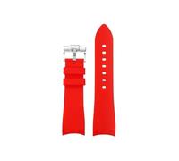 Cinturino for orologio da uomo in silicone morbido curvo da 22mm, adatto for Casio Edifice Racing ECB-900DB(Red Silver)