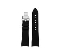 Cinturino for orologio da uomo in silicone morbido curvo da 22mm, adatto for Casio Edifice Racing ECB-900DB(A-Black Silver)