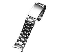Cinturino for orologio in acciaio inossidabile opaco massiccio con estremità curva da 20/22 mm, adatto for Seiko/Citizen/Casio/Timex(B-Silver,20mm)