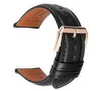 Cinturino for orologio in morbida pelle di vacchetta da 20/22/24 mm adatto for Longines/Casio/DW(Black RG,18mm)