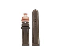 Cinturino for orologio in pelle spessa, lunghezza estesa 230mm, 22/24mm Adatto for Panerai/Seiko/Hamilton/Tissot/Breitling(B Dark brown-Rose gold,24mm)