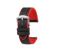 Cinturino for orologio sportivo da uomo in gomma impermeabile da 23mm Adatto for Casio PROTREK PRW-30 50 60 70(Black Red steel)