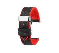 Cinturino for orologio sportivo da uomo in gomma impermeabile da 23mm Adatto for Casio PROTREK PRW-30 50 60 70(A-Black Red steel)