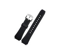 Cinturino For Orologio Sportivo In Gomma Siliconica Nera Adatto For Cinturini Casio Edifice EF-552 EF-552D-1A Bracciale Da Uomo Con Fibbia In Acciaio 25 * 20mm(Silver buckle)