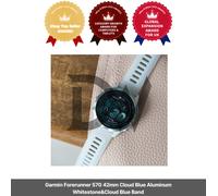 Cinturino Garmin Forerunner 570 42 mm Cloud Blue alluminio/pietra bianca e...