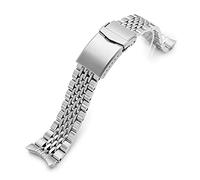 Cinturino Goma BOR da 22 mm compatibile con Orient Kamasu, bicolore spazzolato e lucido, Metallo, Large, Contemporaneo