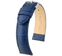 Cinturino HIRSCH Duke L - Pelle di vitello italiana - Alligatore in rilievo - Donna/uomo - blu - 22 mm