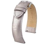 Cinturino HIRSCH Duke M - Pelle di vitello italiana - Alligatore in rilievo - Donna/uomo - argento Metallic - 18 mm