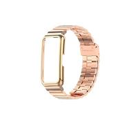 Cinturino in acciaio inossidabile adatto for Huawei Band 8 7 6 Pro Custodia protettiva for orologio adatta for Honor Band7 6 Bracciale in metallo Custodia protettiva(Rose gold,For Huawei Band 6)
