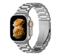 Cinturino in Acciaio Inossidabile Compatible with Apple Watch 38/40/41/42/44/45/46/49mm - Fibbia a Farfalla Doppio Pulsante per iWatch Ultra3/2/1 SE3/2/1 Series11/10/9/8/7/6/5/4/3/2/1, Argento