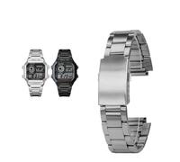 Cinturino in acciaio inossidabile da 18 mm adatto for Casio Small Square 3299 AE-1200WH/1300WH/W-218/AE1200(Silver)