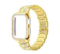 Cinturino in acciaio inossidabile lucido + custodia in PC for Huawei Watch Fit 3/4, accessori in metallo, cinturino di ricambio for Fit 4 Pro(Gold,For Fit 4)