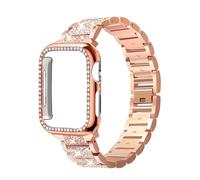 Cinturino in acciaio inossidabile lucido + custodia in PC for Huawei Watch Fit 3/4, accessori in metallo, cinturino di ricambio for Fit 4 Pro(Rose gold,For Fit 4 Pro)