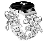 Cinturino in argento con grazioso ciondolo compatibile con Samsung Galaxy Watch 7 6 5 4 FE 40 mm 44 mm/5 Pro 45 mm/6 Classic 43 mm 47 mm/4 Classic 42 mm 46 mm, Galaxy Active 2, 20 mm Cinturino di