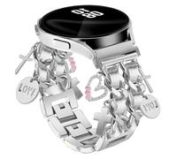 Cinturino in argento con grazioso ciondolo compatibile con Samsung Galaxy Watch 7 6 5 4 FE 40 mm 44 mm/5 Pro 45 mm/6 Classic 43 mm 47 mm/4 Classic 42 mm 46 mm, Galaxy Active 2, 20 mm Cinturino di