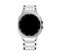 Cinturino in ceramica+metallo for Samsung Galaxy Watch Ultra 47mm, cinturino traspirante for Galaxy 8 44mm 40mm/Classic 46mm(Silver white,For Watch 8 44mm)