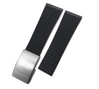 Cinturino in gomma 22 mm 24 mm per Breitling Superocean Heritage Avenger Challenger Cinturino in silicone intrecciato impermeabile morbido cinturino (colore: nero argento intrecciato, dimensioni: 24