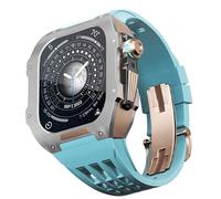 Cinturino in gomma con lunetta in titanio, per orologi serie 6/5/4/SE da 44 mm, accessorio di ricambio per orologio, custodia in lega di titanio, kit di cinturini in silicone con strumento fai da te