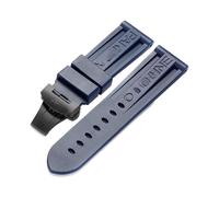 Cinturino in gomma da 24 mm adatto for cinturino for Panerai PAM Cintura in silicone nero Chiusura a farfalla Fibbia pieghevole Con logo Accessori for orologi da uomo(Color:Blue-Black)