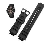 Cinturino in gomma for Casio G-SHOCK 4778 AW-591/590/5230AWG-M100/101 G-7700/7710 Braccialetto impermeabile in silicone nero da uomo(Black-black buckle)