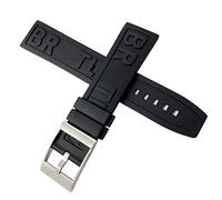 Cinturino in gomma siliconica morbida da 20 mm 22 mm 24 mm appositamente per Navitimer Avenger cinturino nero rosso giallo blu cinturino fibbia in acciaio (colore: nero argento, dimensioni: 24 mm)
