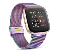 Cinturino in maglia di acciaio inossidabile per Fitbit Versa2, chiusura magnetica forte con design a maglia passante, cinturino di ricambio
