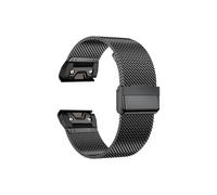 Cinturino in maglia milanese da 26 22 20 mm for Garmin Fenix 7x 6 Pro 5S Plus 3 HR for Approach S60 S62(Black,22mm)