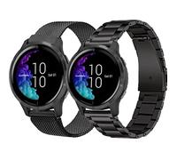 Cinturino in metallo per Garmin Vivoactive 6/5/3, Garmin Forerunner 165/55/245/645, confezione da 20 mm, cinturino in metallo per Venu/Sq/Sq 2/Venu2 Plus 43 mm, unisex, colore nero