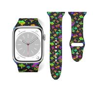 Cinturino in morbido silicone compatibile con Apple Watch da 38 mm, 40 mm, 42 mm, 44 mm, funghi fluo, cinturino sportivo di ricambio per iWatch Series, 42mm44mm, Silicone