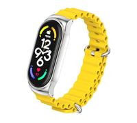 Cinturino in morbido silicone con custodia protettiva in metallo, adatto per Xiaomi Mi Band 3/4/5/6/7/8/9, impermeabile, regolabile, sportivo, traspirante, unisex, cinturino di ricambio (giallo e