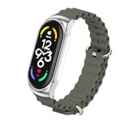 Cinturino in morbido silicone con custodia protettiva in metallo, adatto per Xiaomi Mi Band 3/4/5/6/7/8/9, impermeabile, regolabile, sportivo, traspirante, unisex, cinturino di ricambio (kaki, Mi Band