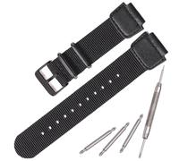 Cinturino in nylon compatibile con Casio AE1200WH AE-1000 SGW-300H SGW-400 AQ-S810W 18 mm Cinturino di ricambio da uomo in pelle anello in acciaio inossidabile (fibbia nera)