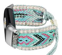 Cinturino in nylon intrecciato stile retrò bohémien, compatibile con Fitbit Charge 5/Fitbit Charge 6, braccialetto dell'amicizia fatto a mano in stile bohémien con perline occidentali per Charge