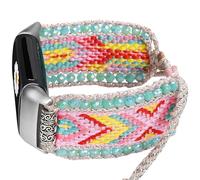 Cinturino in nylon intrecciato stile retrò bohémien, compatibile con Fitbit Charge 5/Fitbit Charge 6, braccialetto dell'amicizia fatto a mano in stile bohémien con perline occidentali per Charge