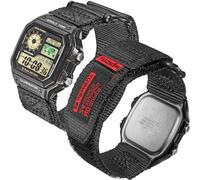 Cinturino in nylon resistente da 18 mm compatibile con Casio DW-H5600, AE-1000W, AE-1100W, AE-1200, W-S200H, F-91W e altri, cinturino a sgancio rapido | 2 misure (S: 16,3 - 19,3 cm, M: 18,3 - 21,3 cm)