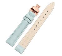 Cinturino in pelle 14/16/18/20mm braccialetto di vigilanza con la farfalla Chiusura Sky Blue Rose, 16mm