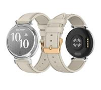 Cinturino in pelle compatibile con Garmin Lily 2/Lily 2 Classic/Active, 14 mm, cinturino di ricambio da donna per Garmin Lily 2, colore bianco sporco