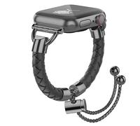 Cinturino in pelle e metallo compatibile con cinturini Apple Watch da donna, regolabile, design carino ed elegante, per iWatch serie 11/10/9/8/7/6/5/4/3/2/1/SE/Ultra (colore: nero nero, 41/40/38/42 mm