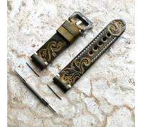 Cinturino In Pelle Embossed Verde E Giallo Per Garmin Venu 4 41Mm 3S 2S -N18