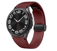 Cinturino in pelle magnetica per Samsung Galaxy Watch 6/5/4 40mm 44mm/6 Classic 43 47mm/5 Pro 45mm/4 Classic 42 46mm/Active 2,20mm D-Buckle Hybrid Eco-Leather Cinturino sportivo in morbido silicone
