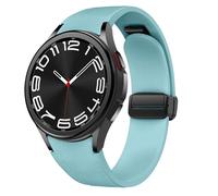 Cinturino in pelle magnetica per Samsung Galaxy Watch 7/6/5/4/FE 40mm 44mm/6 Classic 43 47mm/5 Pro 45mm/4 Classic 42 46mm，20mm D-Buckle Hybrid Eco-Leather Cinturino sportivo in morbido silicone