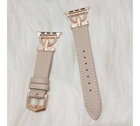 Cinturino in pelle morbida color cachi con decorazione in metallo dorato a forma di lettera D, compatibile con orologi da donna alla moda, adatto per Apple Watch Serie Ultra3 2 1 SE S9 S8 S7 S6 S5 S4