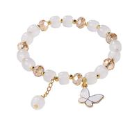 Cinturino in pelle Nodo 2024 New Imitation Jade Butterfly Glass Bracelet Children's Bead Bracelet Bracciale Per Messicano, A, resina, Nessuna pietra preziosa