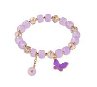 Cinturino in pelle Nodo 2024 New Imitation Jade Butterfly Glass Bracelet Children's Bead Bracelet Bracciale Per Messicano, A, resina, Nessuna pietra preziosa
