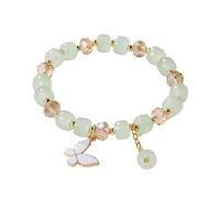 Cinturino in pelle Nodo 2024 New Imitation Jade Butterfly Glass Bracelet Children's Bead Bracelet Bracciale Per Messicano, A, resina, Nessuna pietra preziosa